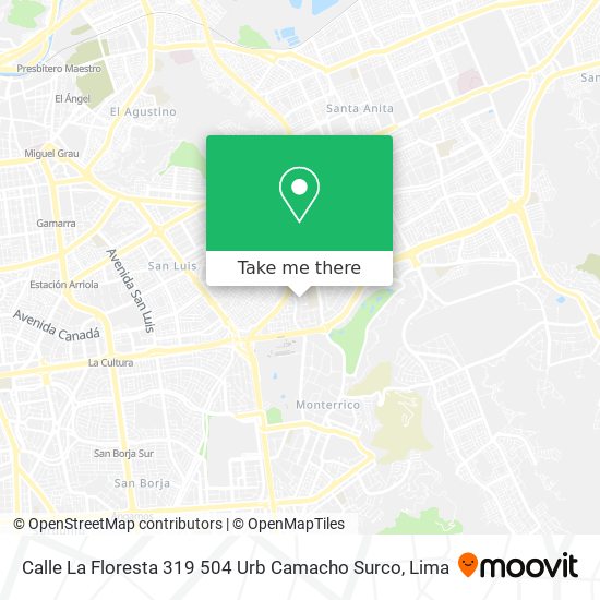 Mapa de Calle La Floresta 319   504 Urb  Camacho   Surco