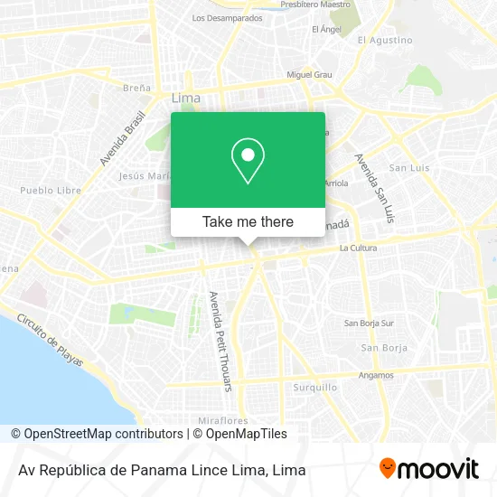 Av República de Panama  Lince  Lima map