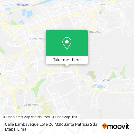 Mapa de Calle Lambayeque Lote 26 MzR Santa Patricia 2da Etapa