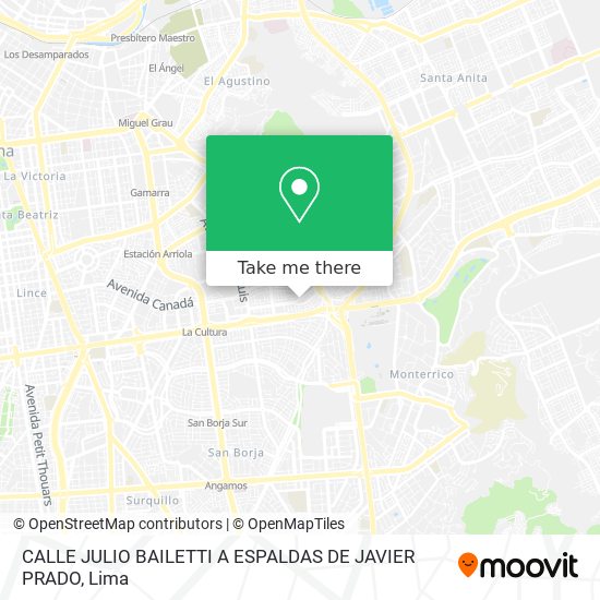 CALLE JULIO BAILETTI A ESPALDAS DE JAVIER PRADO map
