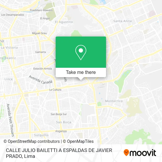 Mapa de CALLE JULIO BAILETTI A ESPALDAS DE JAVIER PRADO