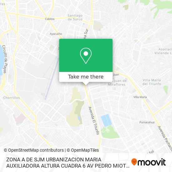 Mapa de ZONA A DE SJM  URBANIZACION MARIA AUXILIADORA  ALTURA CUADRA 6 AV  PEDRO MIOTA  ALTURA KM 12 5 PANA