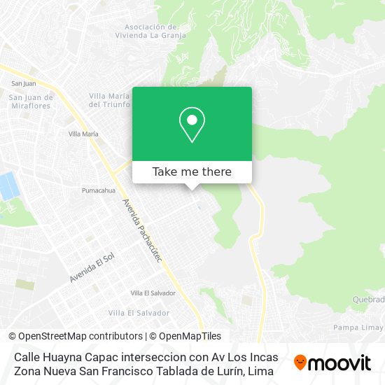 Calle Huayna Capac interseccion con Av  Los Incas  Zona Nueva San Francisco Tablada de Lurín map