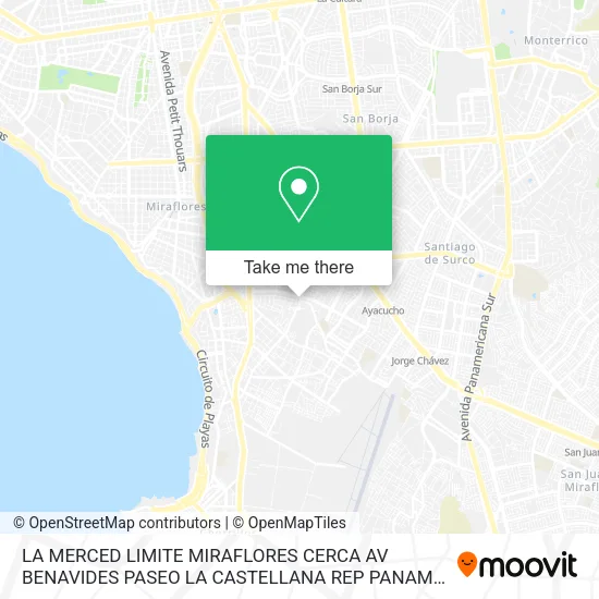 Mapa de LA MERCED LIMITE MIRAFLORES CERCA AV  BENAVIDES   PASEO LA CASTELLANA   REP  PANAMA