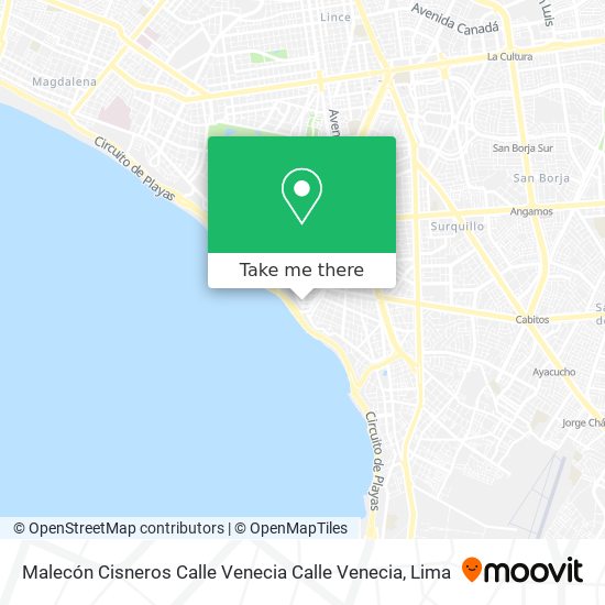 Mapa de Malecón Cisneros  Calle Venecia Calle Venecia