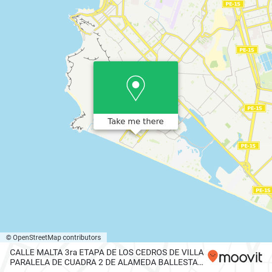 Mapa de CALLE MALTA   3ra  ETAPA DE LOS CEDROS DE VILLA  PARALELA DE CUADRA 2 DE ALAMEDA BALLESTAS