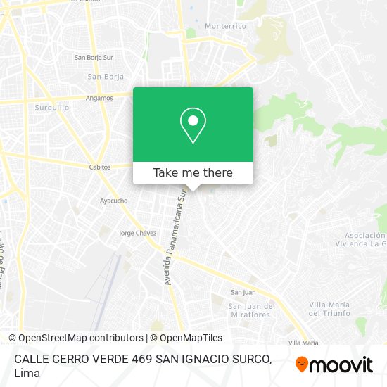 Mapa de CALLE CERRO VERDE 469  SAN IGNACIO   SURCO