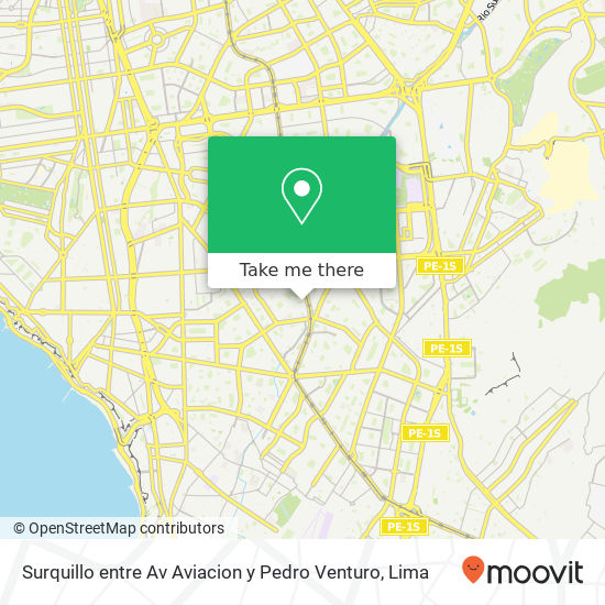 Mapa de Surquillo  entre Av  Aviacion y Pedro Venturo