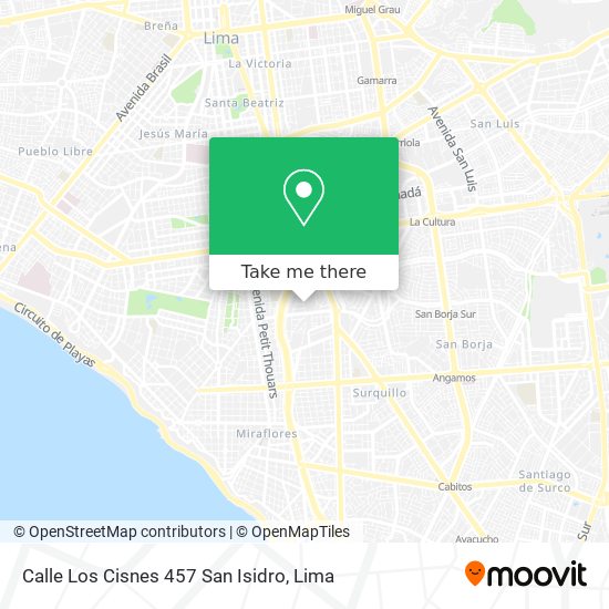 Mapa de Calle Los Cisnes 457  San Isidro