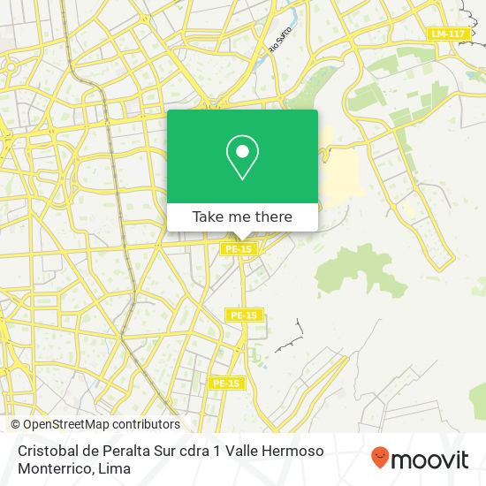 Cristobal de Peralta Sur cdra 1 Valle Hermoso Monterrico map