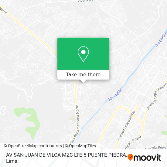 Mapa de AV SAN JUAN DE VILCA MZC LTE 5 PUENTE PIEDRA