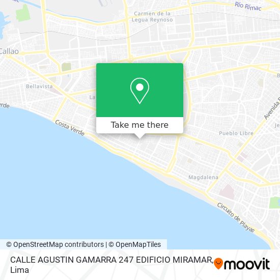 CALLE AGUSTIN GAMARRA 247 EDIFICIO MIRAMAR map