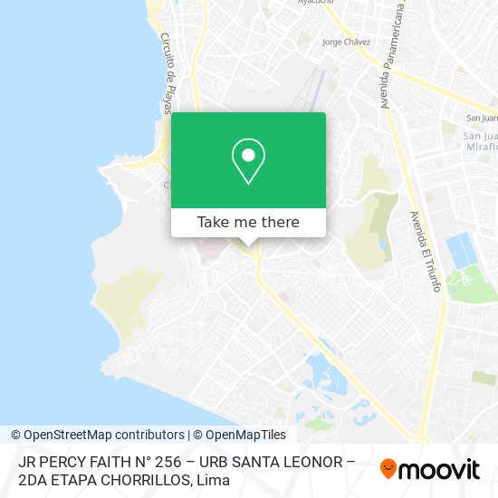 JR  PERCY FAITH N° 256 – URB  SANTA LEONOR – 2DA ETAPA   CHORRILLOS map