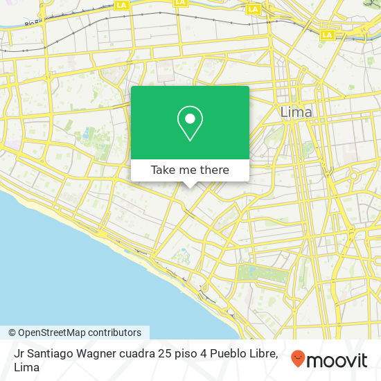 Jr  Santiago Wagner cuadra 25  piso 4 Pueblo Libre map