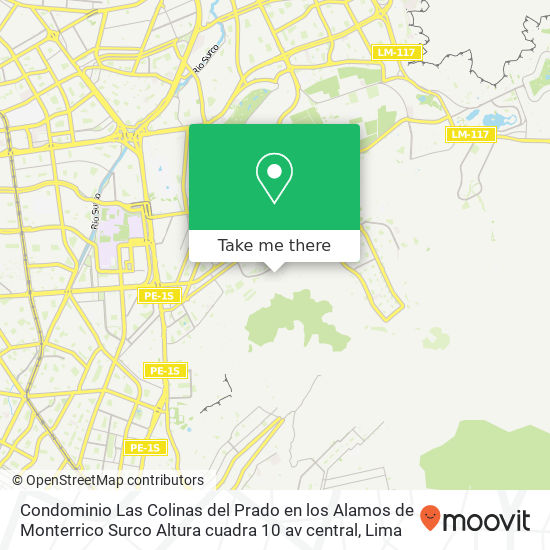 Mapa de Condominio Las Colinas del Prado  en los Alamos de Monterrico  Surco   Altura cuadra 10 av  central