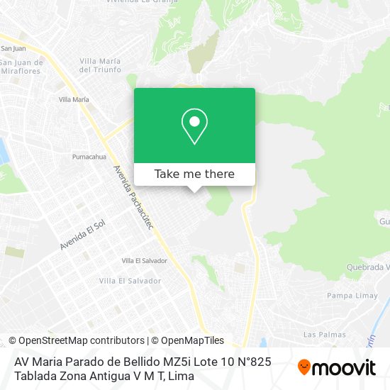 AV  Maria Parado de Bellido MZ5i Lote 10  N°825  Tablada Zona Antigua  V M T map