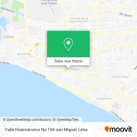 Mapa de Calle Huaccarunco No 186  san Miguel