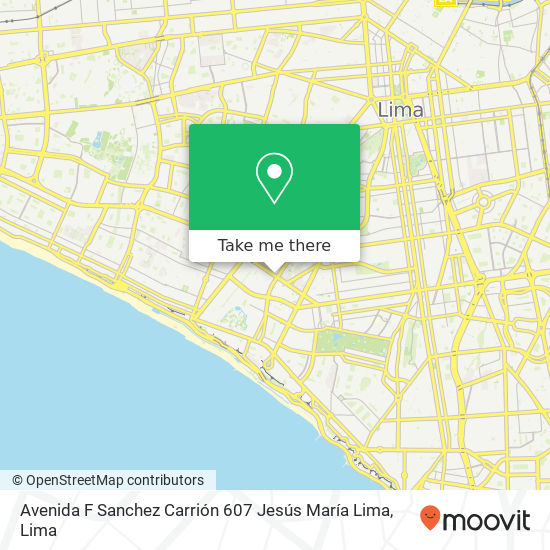 Mapa de Avenida F  Sanchez Carrión 607  Jesús María  Lima