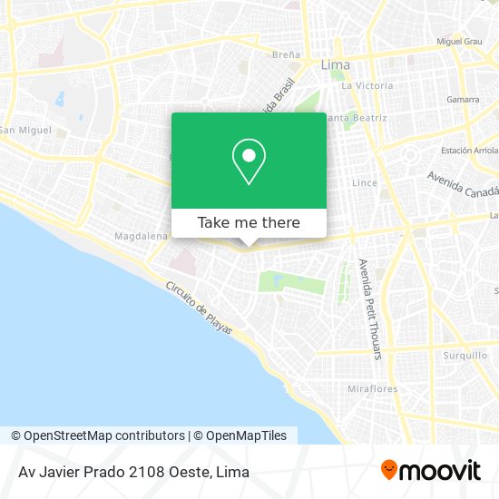 Av  Javier Prado  2108 Oeste map