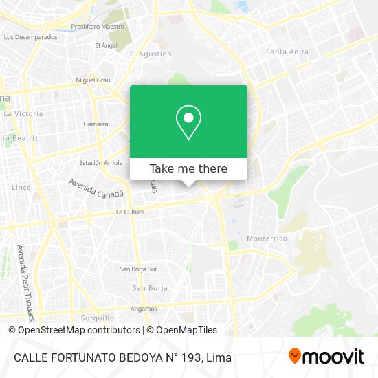 Mapa de CALLE FORTUNATO BEDOYA N° 193