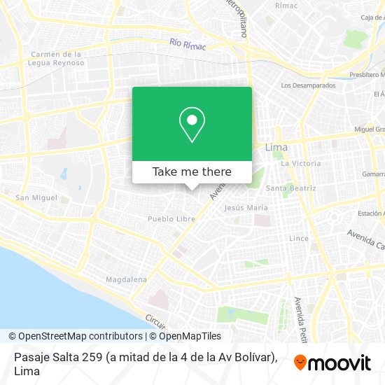Mapa de Pasaje Salta 259 (a mitad de la 4 de la Av  Bolívar)