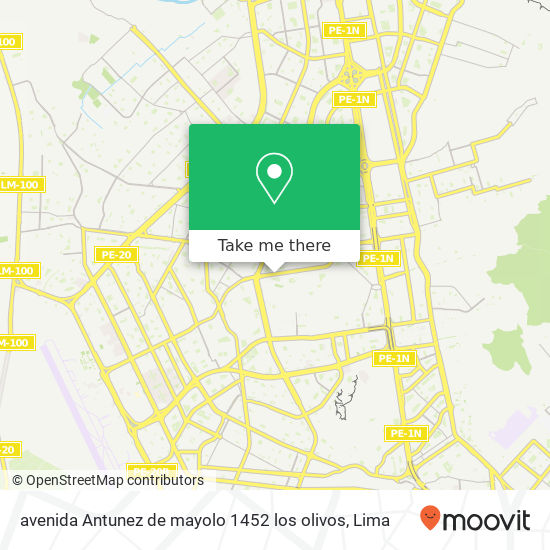 avenida Antunez de mayolo 1452 los olivos map