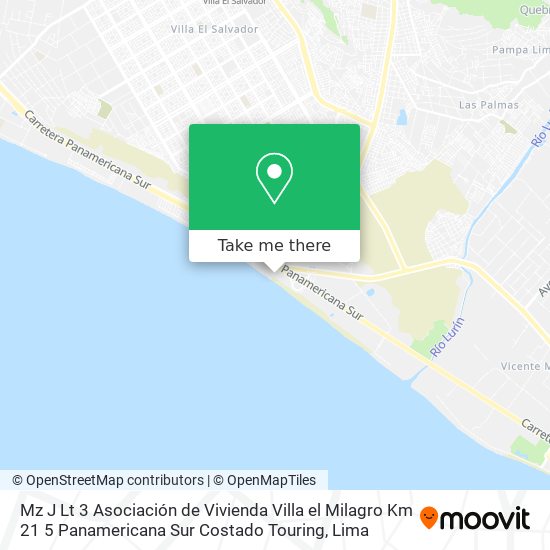 Mz  J Lt  3 Asociación de Vivienda Villa el Milagro Km 21 5 Panamericana Sur  Costado Touring map