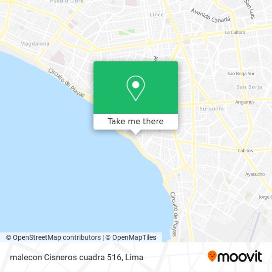 Mapa de malecon Cisneros cuadra 516