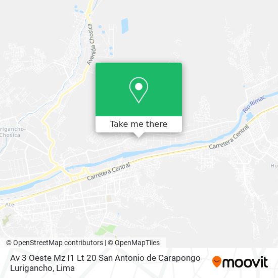 Av  3 Oeste  Mz I1  Lt 20  San Antonio de Carapongo   Lurigancho map