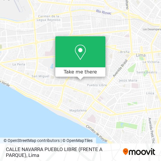 Mapa de CALLE NAVARRA  PUEBLO LIBRE (FRENTE A PARQUE)