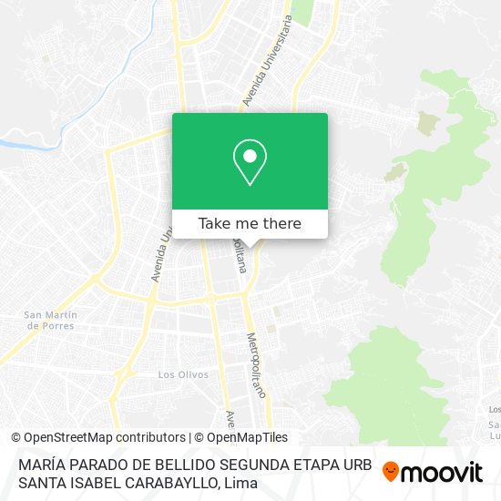 MARÍA PARADO DE BELLIDO SEGUNDA ETAPA URB  SANTA ISABEL   CARABAYLLO map