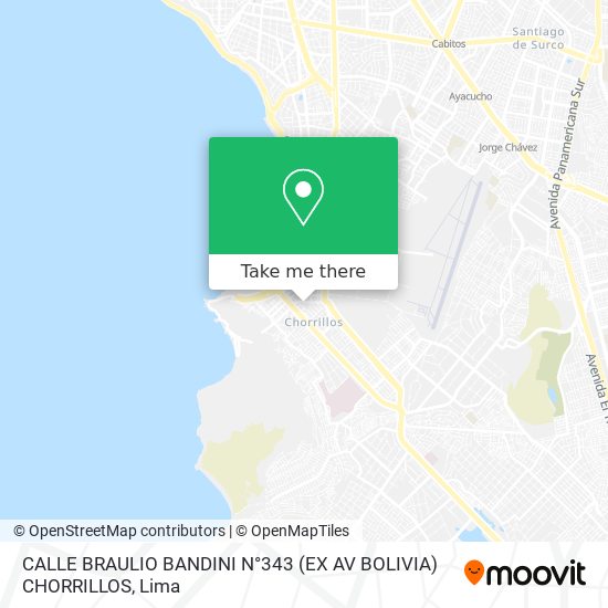 Mapa de CALLE BRAULIO BANDINI N°343 (EX  AV  BOLIVIA) CHORRILLOS