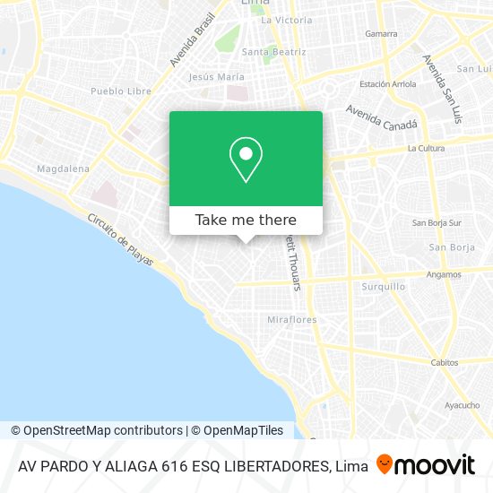 Mapa de AV PARDO Y ALIAGA  616  ESQ LIBERTADORES