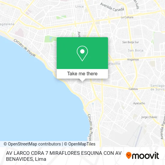 Mapa de AV LARCO CDRA 7 MIRAFLORES ESQUINA CON AV BENAVIDES