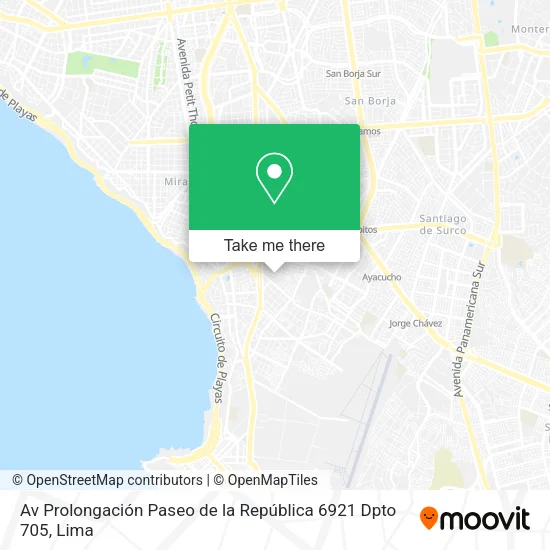 Mapa de Av  Prolongación Paseo de la República 6921  Dpto 705