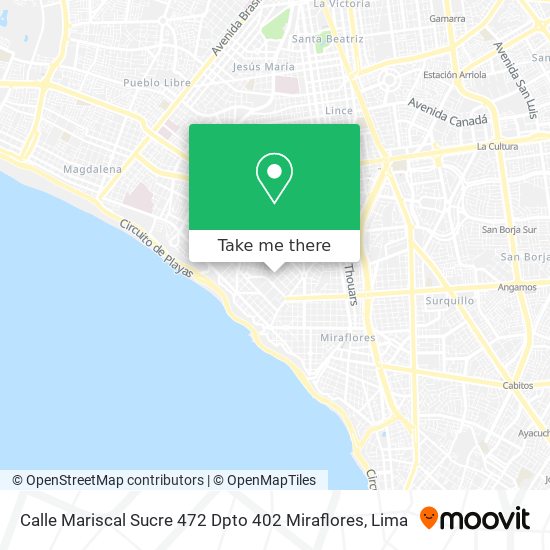 Mapa de Calle Mariscal Sucre 472  Dpto  402 Miraflores