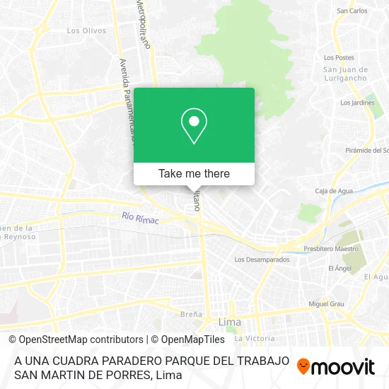A UNA CUADRA PARADERO PARQUE DEL TRABAJO SAN MARTIN DE PORRES map