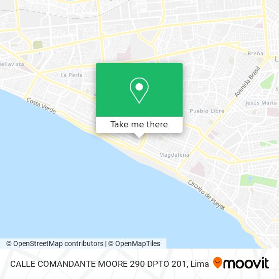 Mapa de CALLE COMANDANTE MOORE 290 DPTO 201