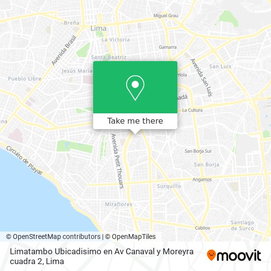 Limatambo  Ubicadisimo en Av  Canaval y Moreyra cuadra 2 map