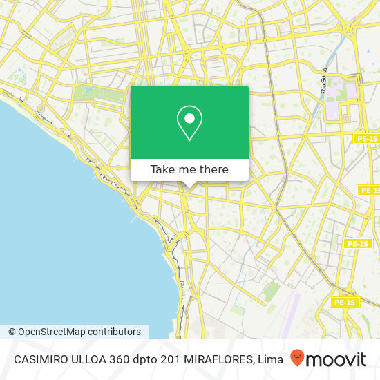 CASIMIRO ULLOA 360 dpto 201 MIRAFLORES map