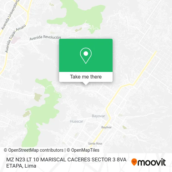 MZ N23 LT 10 MARISCAL CACERES SECTOR 3 8VA ETAPA map