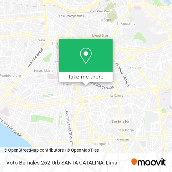 Mapa de Voto Bernales 262  Urb  SANTA CATALINA