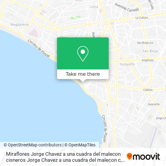 Miraflores  Jorge Chavez a una cuadra del malecon cisneros  Jorge Chavez a una cuadra del malecon c map