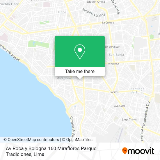 Mapa de Av  Roca y Bologña 160 Miraflores   Parque Tradiciones