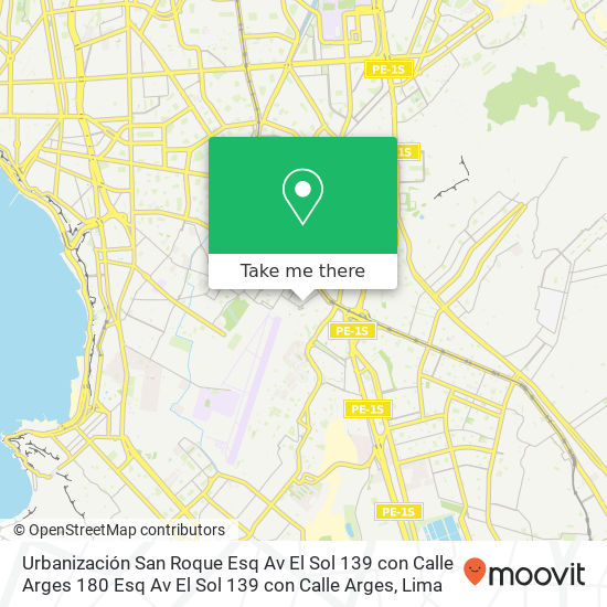 Mapa de Urbanización San Roque  Esq  Av  El Sol 139 con Calle Arges 180 Esq  Av  El Sol 139 con Calle Arges