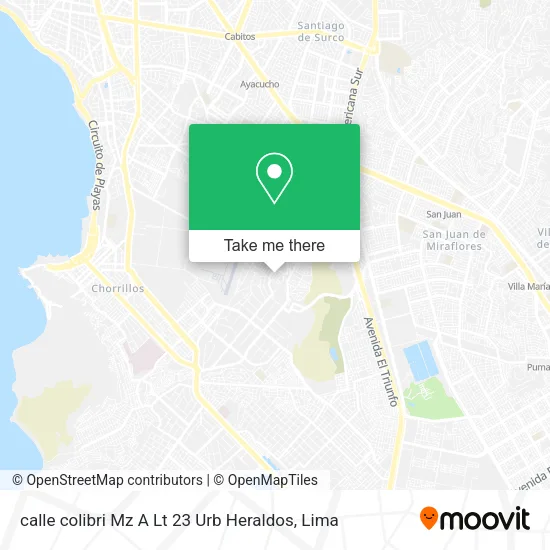 Mapa de calle colibri Mz A Lt 23 Urb  Heraldos