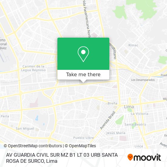 AV GUARDIA CIVIL SUR MZ B1 LT 03 URB SANTA ROSA DE SURCO map