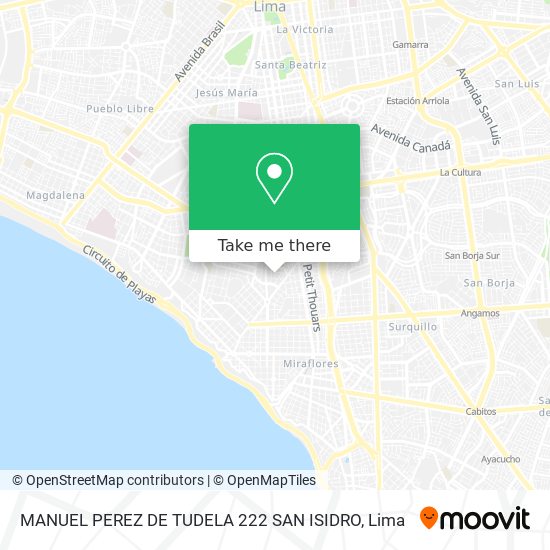 Mapa de MANUEL PEREZ DE TUDELA 222   SAN ISIDRO