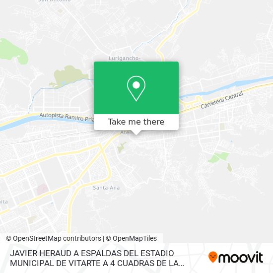 Mapa de JAVIER HERAUD A ESPALDAS DEL ESTADIO MUNICIPAL DE VITARTE   A 4 CUADRAS DE LA CARRETERA CENTRAL