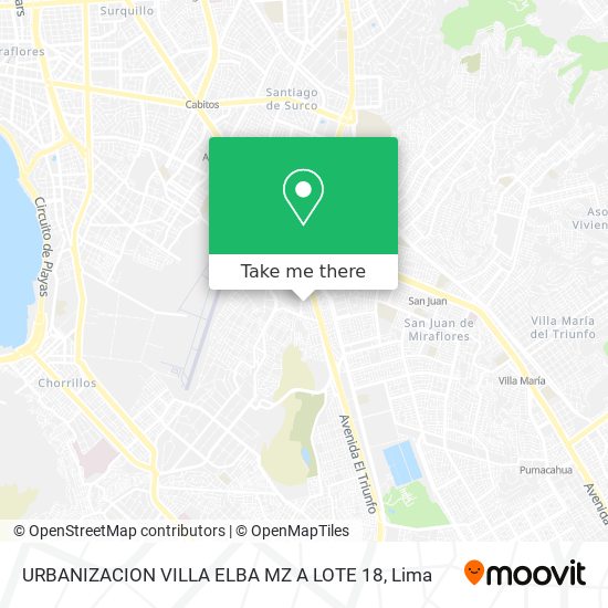 Mapa de URBANIZACION VILLA ELBA MZ A LOTE 18